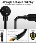 1 Ft 3 Pack Black Short Flat Plug Heavy Duty Extension Cord 14 Gauge 3 Wire Grounded Appliance Power Cable 45° angle view
