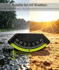 Stick On RV Level With Magnetic Adhesive For Campers And Trailers in rain and sun, showing weather resistance.