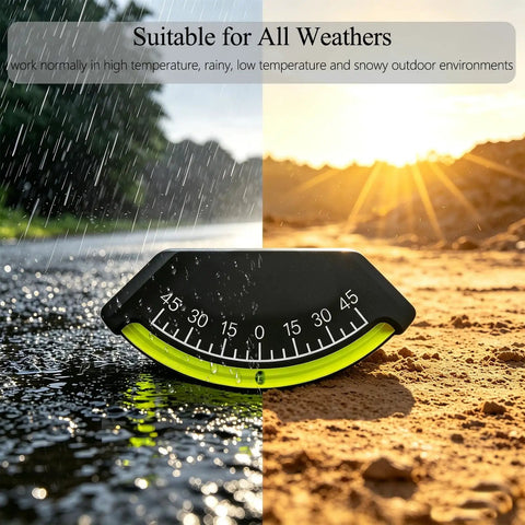 Stick On RV Level With Magnetic Adhesive For Campers And Trailers in rain and sun, showing weather resistance.