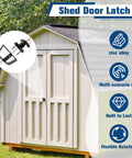 4 And A Half Inch Shed Door Latch Kit With T Handle Lock Built For Locking Up Tight, Carbon Steel Barn Door Hardware With 2 Keys, shown on a shed