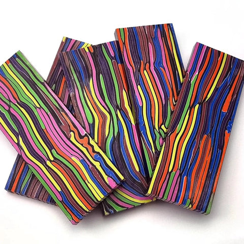 Colorful Knife Handle Slabs Pair For DIY Knife Making Colorful Scales Grips Pearl Resin Polymer Blanks, vibrant striped pattern