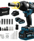 Badass Cordless Impact Wrench Featuring A Brushless Motor That Cranks Out Knockout Torque With Tough As Nails Build Quality Built Like A Tank For Rugged Jobsites And Makita 18V Battery Compatibility with accessories included.