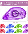 8-pack Double Sided Scrapbook Tape Kit 0.3 Inch By 26 Feet In Bright Colored Shells Glue Runner for crafts and journaling