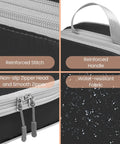 Four Pack Compression Packing Cubes For Travel Lightweight Expandable Luggage Organizers Space Saver For Carry On Suitcases Keep Your Threads Neat And Wrinkle Free Black with reinforced stitch, handle, zipper, and water-resistant fabric