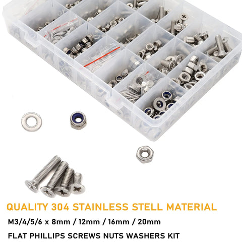 Get the Whole Shebang with Massive 304 Stainless Steel Machine Screw Assortment Kit featuring an organized screw and nut kit.