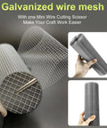 The Real Deal 1/4 Inch Hot Dipped Galvanized Wire Mesh Roll 23 Gauge Heavy Duty Hardware Cloth shown with cutting scissors