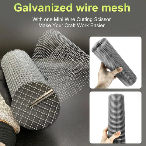 The Real Deal 1/4 Inch Hot Dipped Galvanized Wire Mesh Roll 23 Gauge Heavy Duty Hardware Cloth shown with cutting scissors