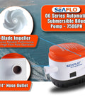 06 Series Automatic Submersible Bilge Pump 750 GPH 12V Three Quarter Inch Outlet Easy Install With Auto Float Switch