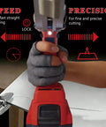 Cordless Sheet Metal Cutter For 18V Battery, 14 Gauge Metal Shears, 360 Degree Pivoting Head, 400Nm Torque in use on sheet metal