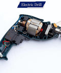 Open electric drill showing internal gears and motors, demonstrating use of Hammer Drill Grease 50g Power Tool Lubricant Anti Seize Squeak Prevention Rust Protection For Rotary Bits And Motors Keeps Your Drill And Tools Smooth And Quiet With Wrenches Angle Grinders Polishers Lawn Mowers And Accessories.