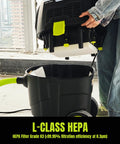 8 Gallon Dust Extractor With Auto HEPA Clean And Remote Control for woodworking showing filter removal
