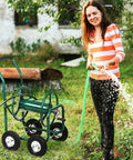 Beefy Heavy Duty Hose Reel Cart Holds Up To Three Hundred Feet Of Five Eighth Inch Hose With Four Wheels And Built In Storage Basket