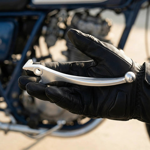Super Cool Lurrose 2 Pack Electric Scooter Brake Levers Swap The Old Left And Right Disc Brake Handles For Universal Fitment On Your Mountain Bike Or Kick Scooter With Easy Install And Sleek Silver Finish silver aluminum brake lever in gloved hand