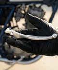 Premium Hydraulic Brake Lever For E Bike Scooter And Motorcycle Left Or Right Handle Silver Finish Easy Install Perfect Fix For Your Ride, silver aluminum lever in gloved hand