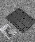 Built Tough Rugged Stainless Steel Flat Plates Straight Corner Braces Heavy Duty Furniture Repair Connectors With Screws for Table Desk Reinforcement Fast Setup, matte black eight piece set.