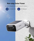 Wall-mounted solar panel of Plug And Play Wireless Outdoor Home Security Camera System 4 Camera Kit With Solar Power, 365 Day Battery