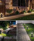 All In One LED Landscape Lighting Kit With Eight Low Voltage Path Lights, 60W Transformer, illuminating garden walkways