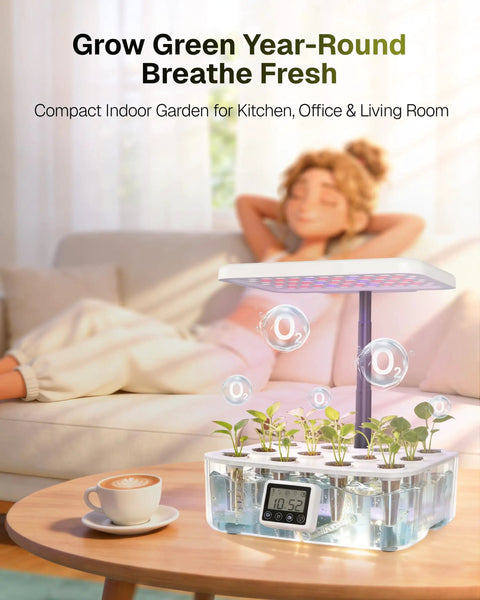 Indoor Hydroponics Growing System With 12 Pod Germination Kit And LED Grow Light LCD Touch Panel Quiet Automatic Operation Water Circulation And Height Adjustable Design For Easy Lettuce And Veggie Harvest
