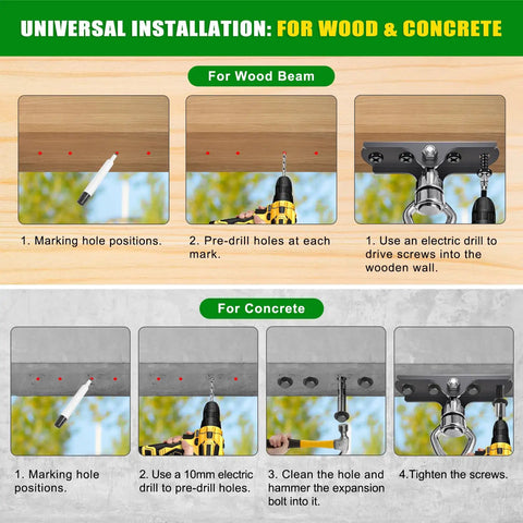 Ultra Smooth 360 Degree Swivel Swing Hanger With Ball Bearing Ceiling Mount for wood beam and concrete installation