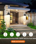 Gooseneck Outdoor Light Fixtures 2-Pack Barn Style Porch Lights, Industrial Black Exterior Wall Sconces For Garage And Patio, E26 Base, Anti Rust Construction, Bulb Not Included illuminating a modern house entrance