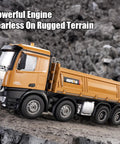 Heavy Duty RC Dump Truck 1 14 Scale, 12 Channel 4WD Remote Control Construction Vehicle on rugged terrain