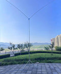 Grab And Go Portable Ham Radio Antenna Kit With Tripod For 7 To 430 MHz Inverted V Design on tripod in outdoor setting