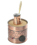 Old School Traditional Authentic Turkish Ottoman Copper Electric Hot Sand Coffee Maker Heater 110V 220V For Small Brews And Tea 15 cm square classic copper finish kitchen gadget displaying intricate design and controls.