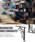Decorative shelf brackets in front of bookshelves, ideal for 2 Pack Wall Mounted L Shaped Shelf Brackets Space Saving Heavy Duty Angle Supports.