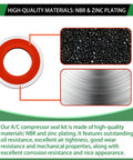 AC Compressor Port Bonded Seal Gasket Kit With 160 Seal Washers In Six Sizes For Auto AC Repair And Replacement So You Can Fix Leaks Fast No BS Guaranteed., NBR and zinc-plated washer detail