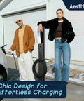 Badass Outdoor EV Charger Pedestal Rock Bottom Anti Wobble Base locks down your ride with sleek design and storage hook.