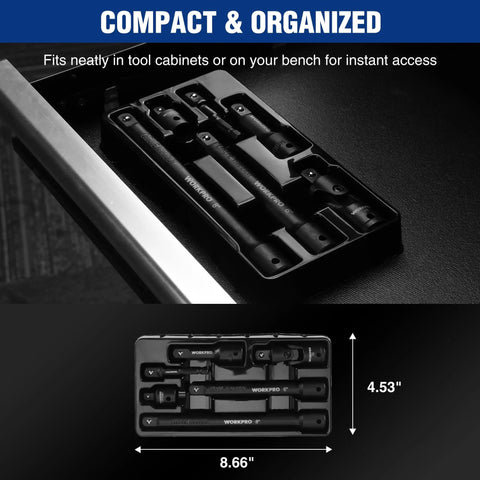 Compact Built To Last Half Inch Drive Impact Socket Extension Set With 3 Inch 6 Inch And 8 Inch Extension Bars Universal Joint