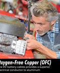 High Performance 5 Awg Battery Power Inverter Cables 2 Feet Long For Solar Auto Rv And Marine Wiring Crafted From 99 Point 9 Percent Deoxified Copper during installation on an RV engine.