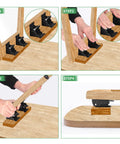 Four Pack Folding Table Leg Brackets Adjustable Zero To Ninety Steel Hinges For Workshop Tables Desks Rust Proof Black Finish Holds Five Hundred Pounds Each Dang Sturdy Hardware installation steps with hands and brackets.