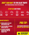 Heavy Duty Sticky Glue Traps For Indoor Home Use Straight Up Bug Slap Boards instruction guide showing bait to avoid.