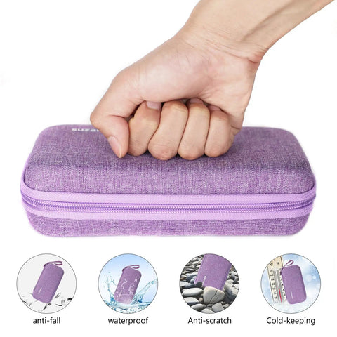 Insulin Cooler Travel Case With EVA Insulation and Two Ice Packs, pressure resistant, TSA approved purple case for diabetes care