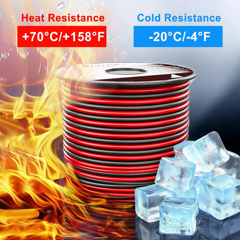 16 Gauge Red And Black Wire 50 Feet 2 Conductor Electrical Cable with heat and cold resistance illustration