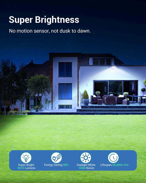 Two Pack 65W LED Flood Lights Outdoor Ultra Bright 6670 Lumens Security Lighting IP65 Waterproof 5000K Flood Lights for Yard Garage Garden