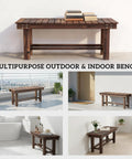 35.4 Inch Wooden Garden Bench With Storage Shelf For Patio And Balcony Two Seater Outdoor Bench In Carbonized Wood Built Tough for the Outdoors With Hidden Storage in various settings
