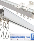 Heavy Duty Ceiling Curtain Track Set With Ceiling And Wall Mounts, No Fuss Setup, Adjustable from 3 feet to 16.4 feet, aluminum rail