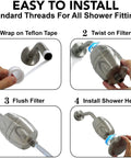 Installation steps for Chlorine Shower Filter And Water Purifier For Healthier Skin And Hair in Brushed Nickel finish