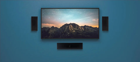 Center Channel Speaker With Folded Motion Tweeter For Lightning Fast Response And Ultra Low Distortion Single Glossy Piano Black Unit With Sleek Curves Dope For Cinematic Dialogue And Immersive Home Theater Audio mounted below TV