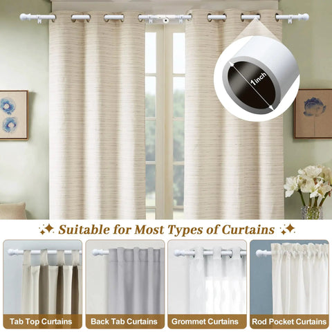 White Steel L Shape Corner Curtain Rod Adjustable From 30 To 136 Inches Wall Mounted With Glossy Smooth Finish in living room