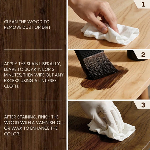 Killer Performance Water Based Walnut Wood Stain For Furniture Cabinets and Woodwork application process stages on wood surface