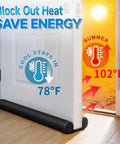 32 Inch Door Draft Stopper Foam Blocker for Interior Doors under white door showing temperature insulation
