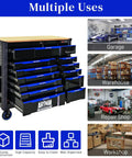 Heavy Duty Rolling Tool Chest With 12 Drawers Mechanic Tool Box On Wheels Beefy Mobile Storage Cabinet And Workbench For Garage Workshop Warehouse And Repair Shop With Solid Wood Top, black steel
