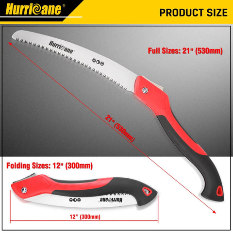 Beast 10 Inch Folding Hand Saw With SK5 Steel Blade And Triple Cut Razor Teeth For Pruning Trees Gardening Camping And Bushcraft Cuts Green And Dry Wood Easily Portable Foldable Design With Non Slip Ergonomic Handle displayed open and closed