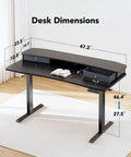 Electric Standing Desk With Two Drawers And Open Storage, 48 By 24 Inch Sit Stand Desk, C Clamp Mount Compatible, Height Adjustable