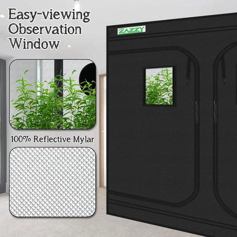 Heavy Duty 8x4 Grow Tent For Indoor Gardens, 96x48x78 Inch Hydroponic Indoor Grow Tent With Window, 600D Mylar Reflective Lining