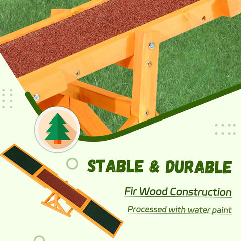 Close-up of 71 Inch Dog Agility Seesaw Pro Grade Solid Fir Wood Construction With Non Slip Surface and Adjustable Height