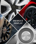 Set Of Four Aluminum Waterproof Wheel Cover Center Emblem Sticker For Tesla Model 3 And Model Y 56mm Hubcaps Rim Cover Matte